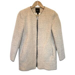 Forever 21 Shearling Front Zip Coat with Faux Leather Trim Women's S